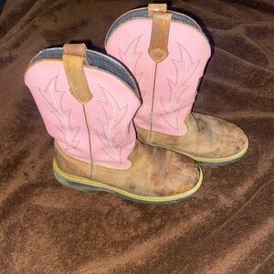 John Deere Pink and Brown Women's Cowboy Work Boots